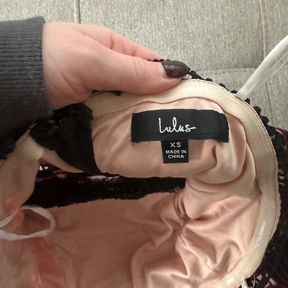 Lulu's Strapless Black and Pink Lace Dress - Picture 3 of 4